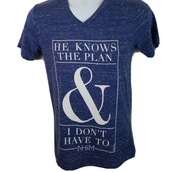 Official NHIM He Knows The Plan & I Dont Have To Jer 29:11 Gray Vneck Tshirt XS - Picture 1 of 4